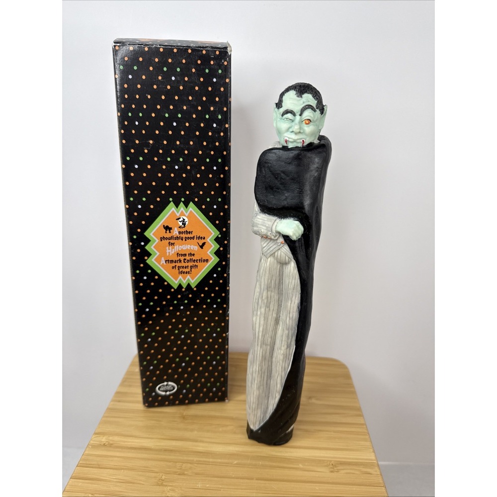VTG 90s Vampire Halloween Hand Painted‎ Resin Pencil Figure 10" Artmark With Box